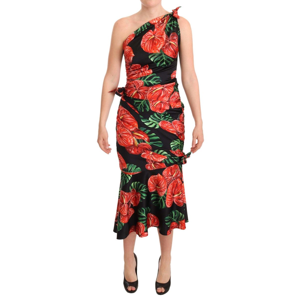 Dolce & Gabbana Elegant Floral Silk Draped Dress