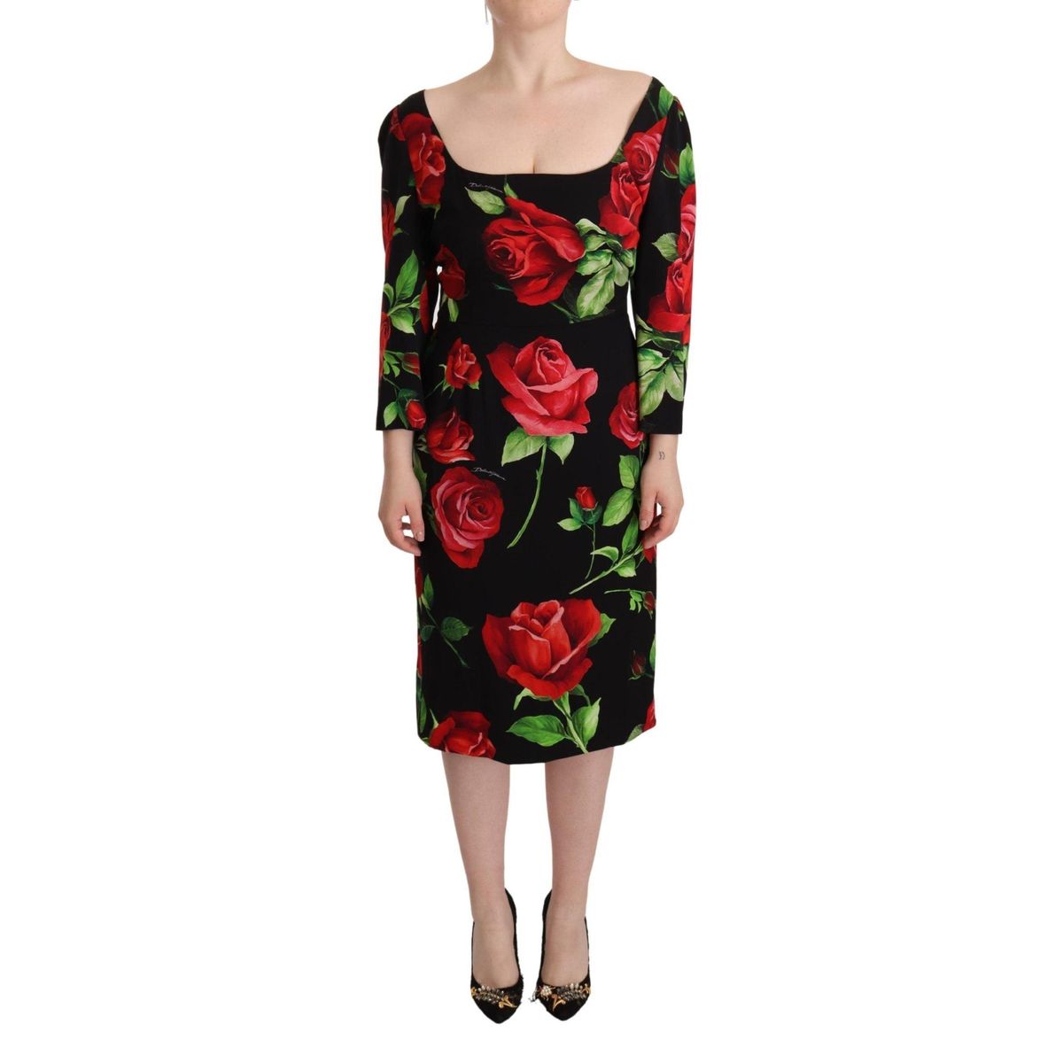 Dolce & Gabbana Elegant Floral Print Silk Sheath Dress