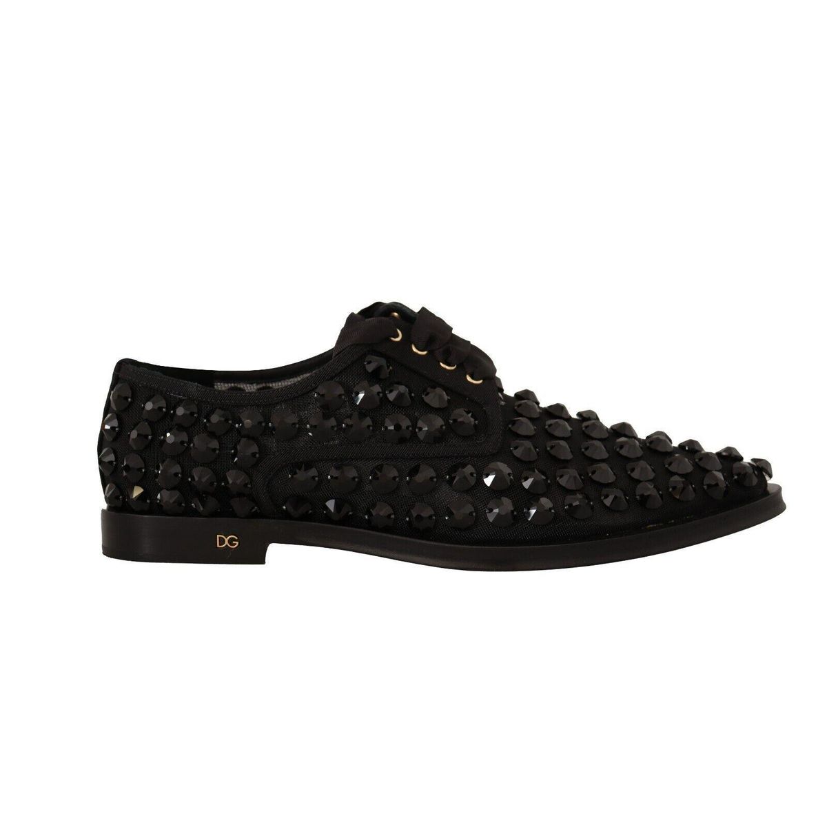 Dolce & Gabbana Elegant Gros Grain Lace-Up Jeweled Flats