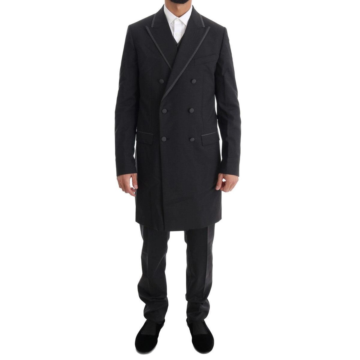 Dolce & Gabbana Elegant Gray Double Breasted Wool Suit