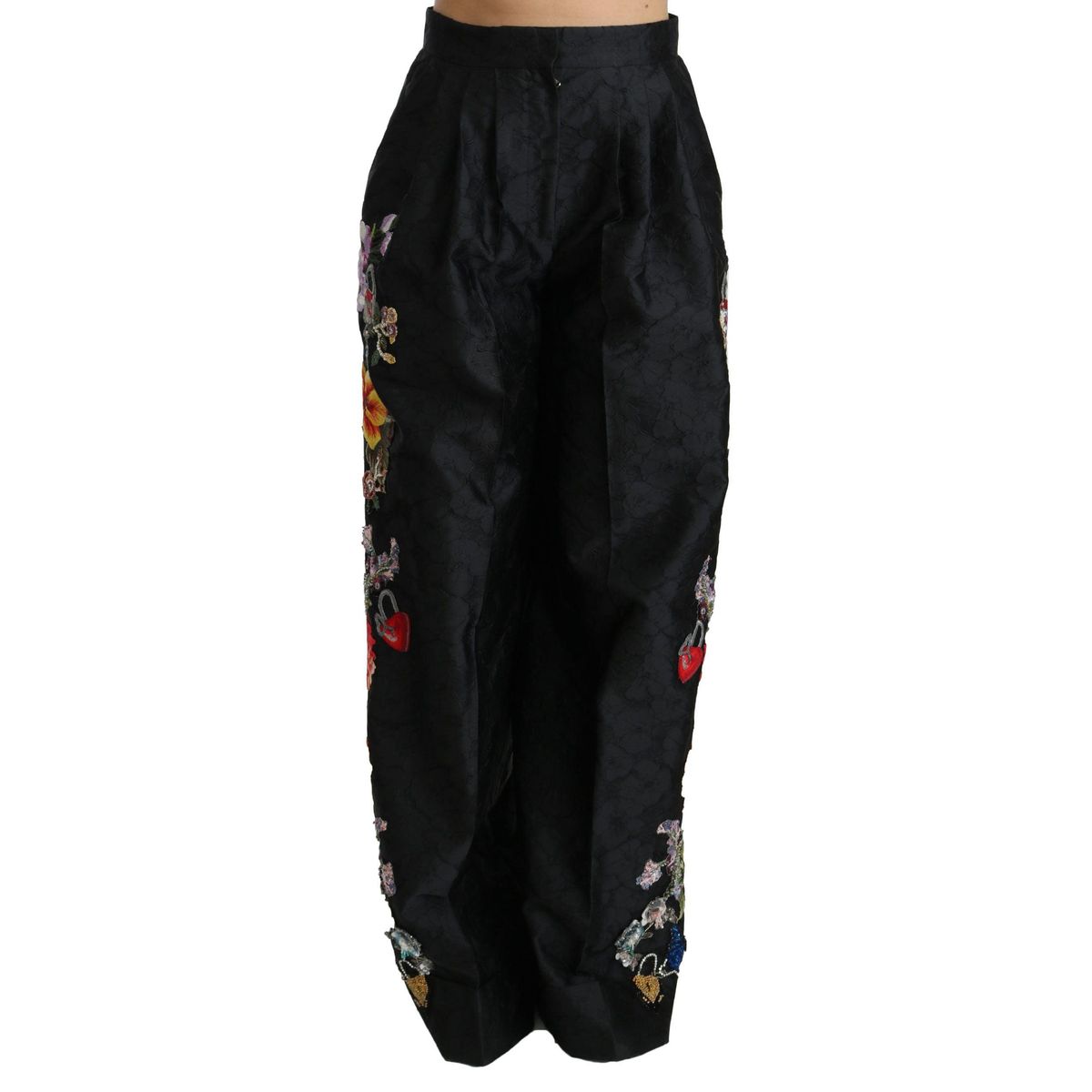 Dolce & Gabbana Elegant High Waist Wide Leg Floral Pants