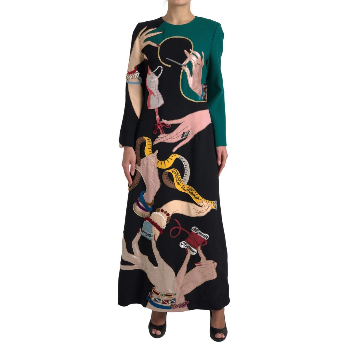 Dolce & Gabbana Elegant Multicolor Wool A-Line Dress