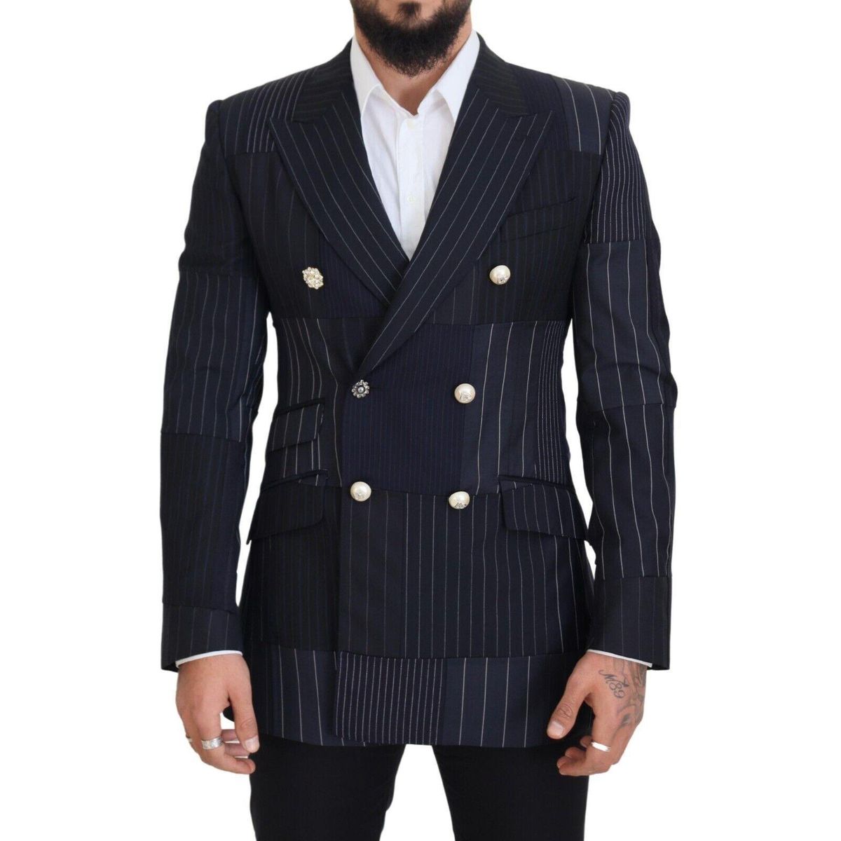 Dolce & Gabbana Elegant Navy Slim-Fit Double Breasted Blazer