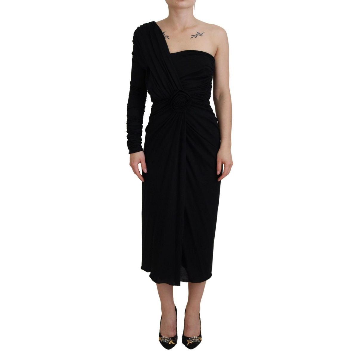 Dolce & Gabbana Elegant One-Shoulder Sheath Midi Dress