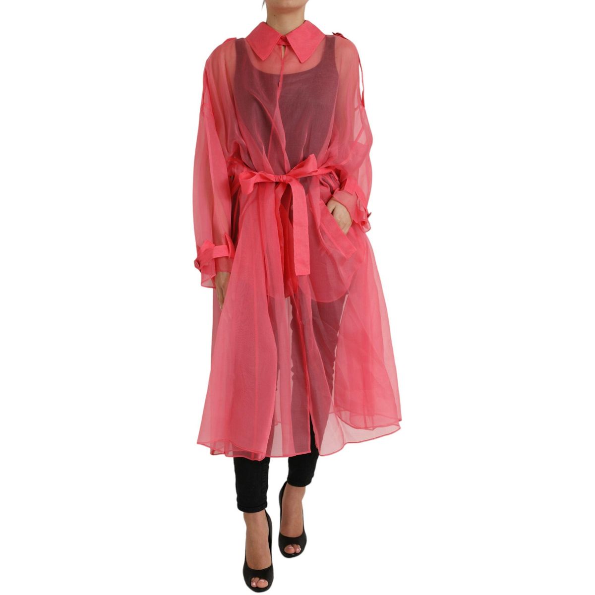 Dolce & Gabbana Elegant Pink Silk Long Jacket