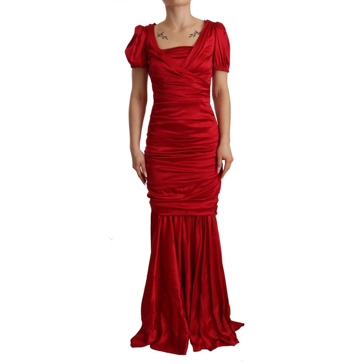 Dolce & Gabbana Elegant Red Silk Stretch Mermaid Dress