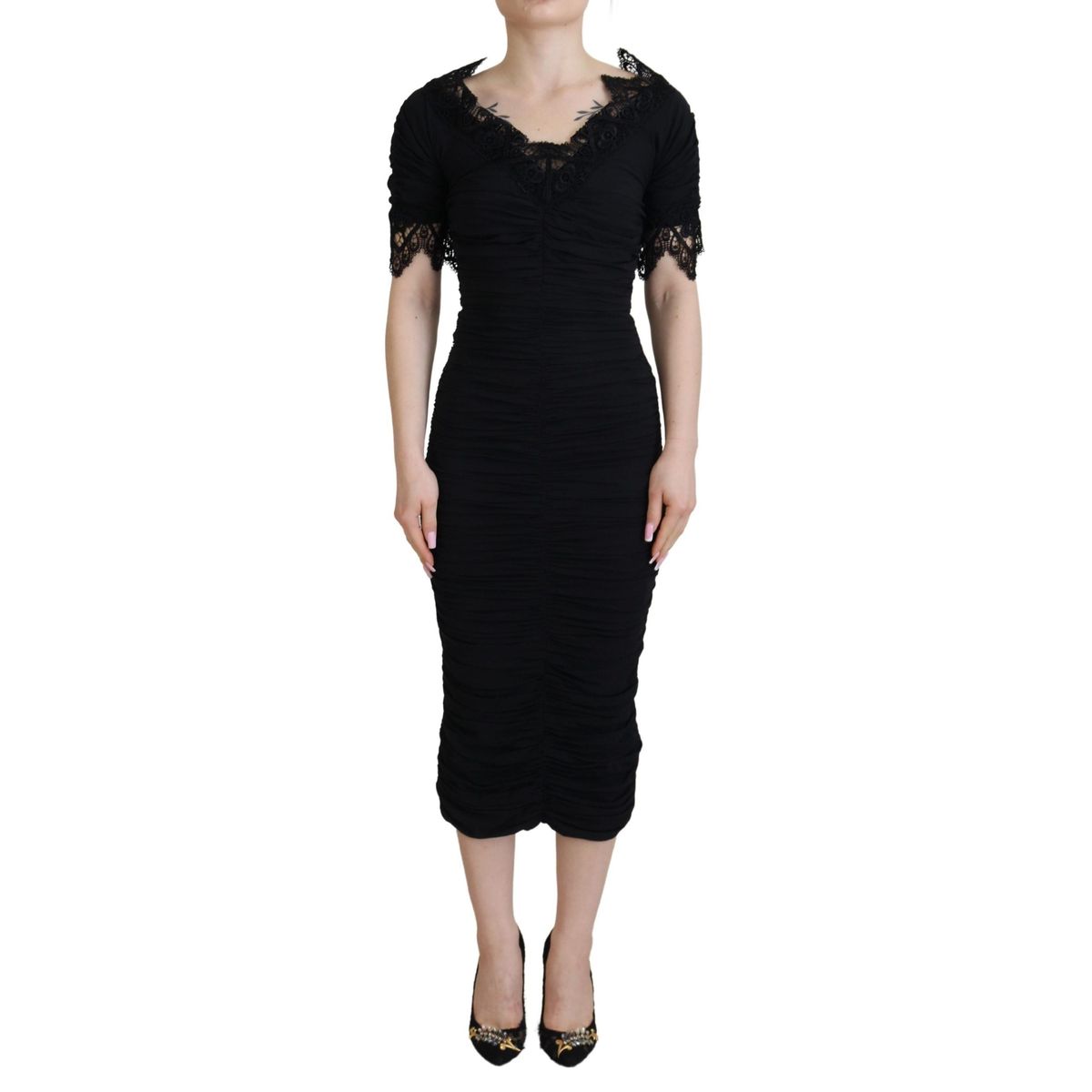 Dolce & Gabbana Elegant Sheath Short Sleeve Midi Dress