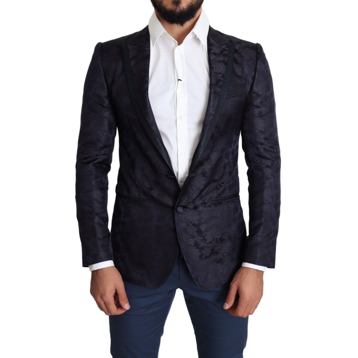 Dolce & Gabbana Elegant Silk Blend Martini Blazer in Blue