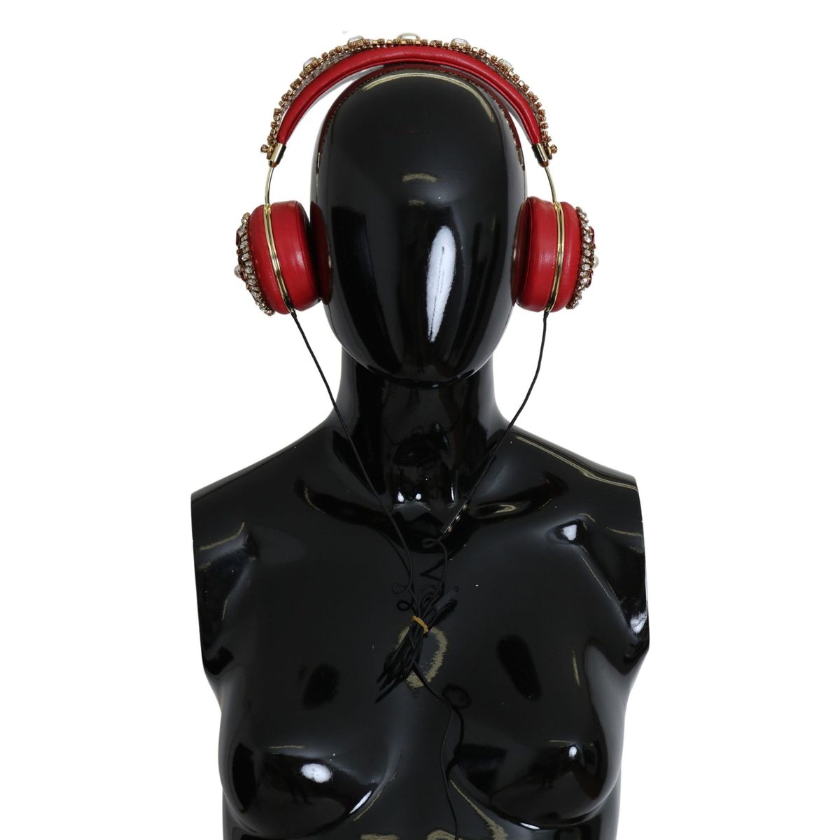 Dolce & Gabbana Exquisite Red Crystal Leather Headphones