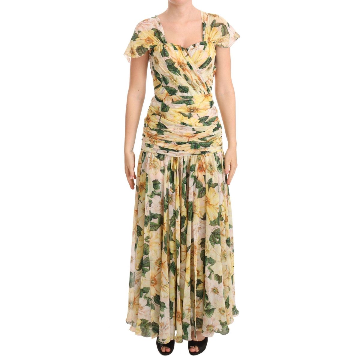 Dolce & Gabbana Floral Elegance Silk Pleated Maxi Dress