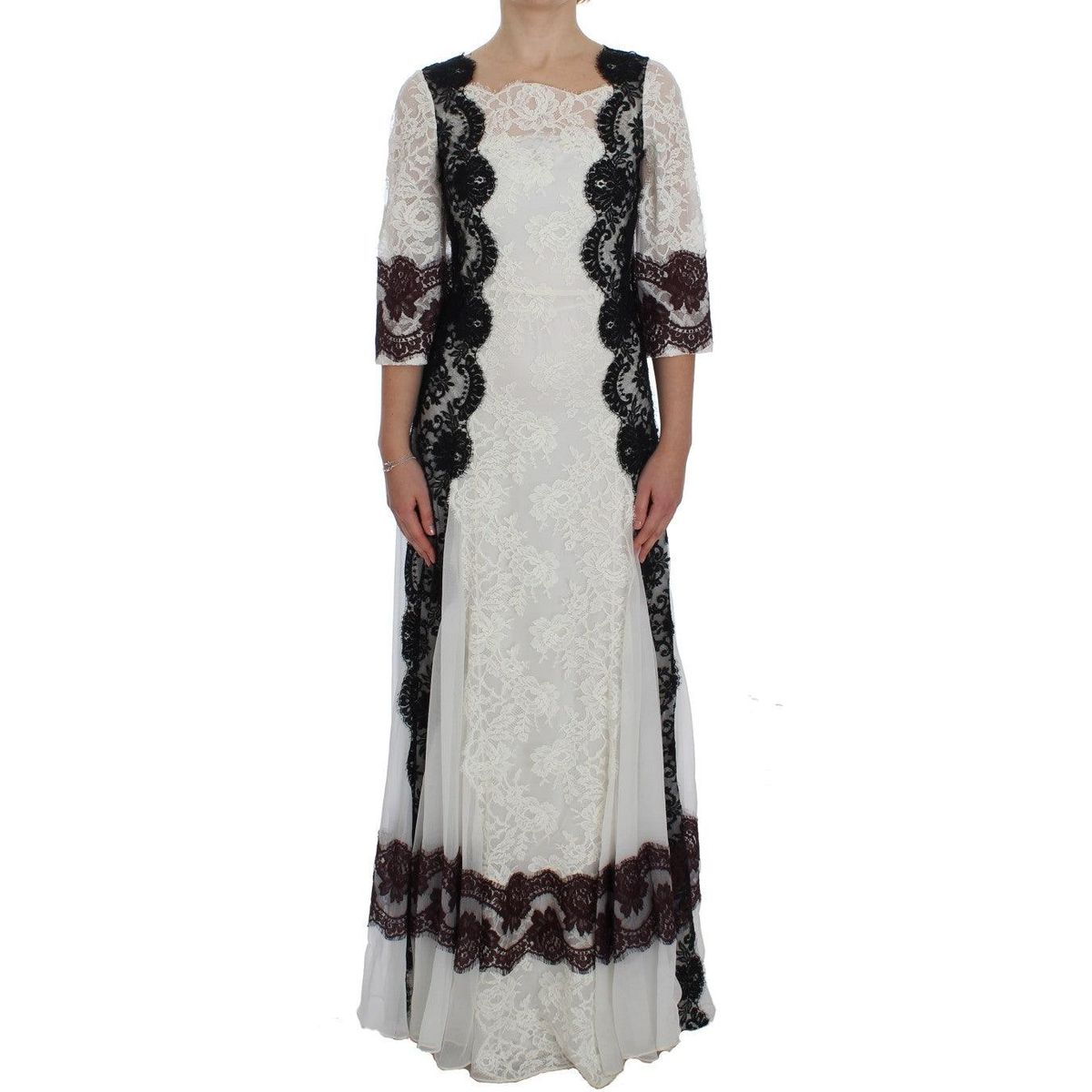 Dolce & Gabbana Floral Lace Silk Blend Maxi Dress