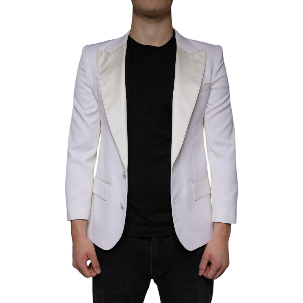 Dolce & Gabbana Off White Wool Single Breasted Dress Blazer