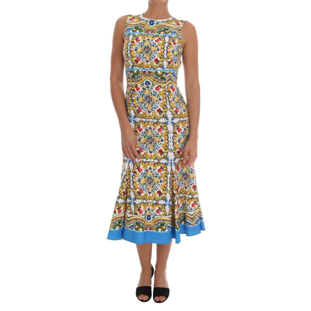 Dolce & Gabbana Majolica Print Midi Sheath Dress