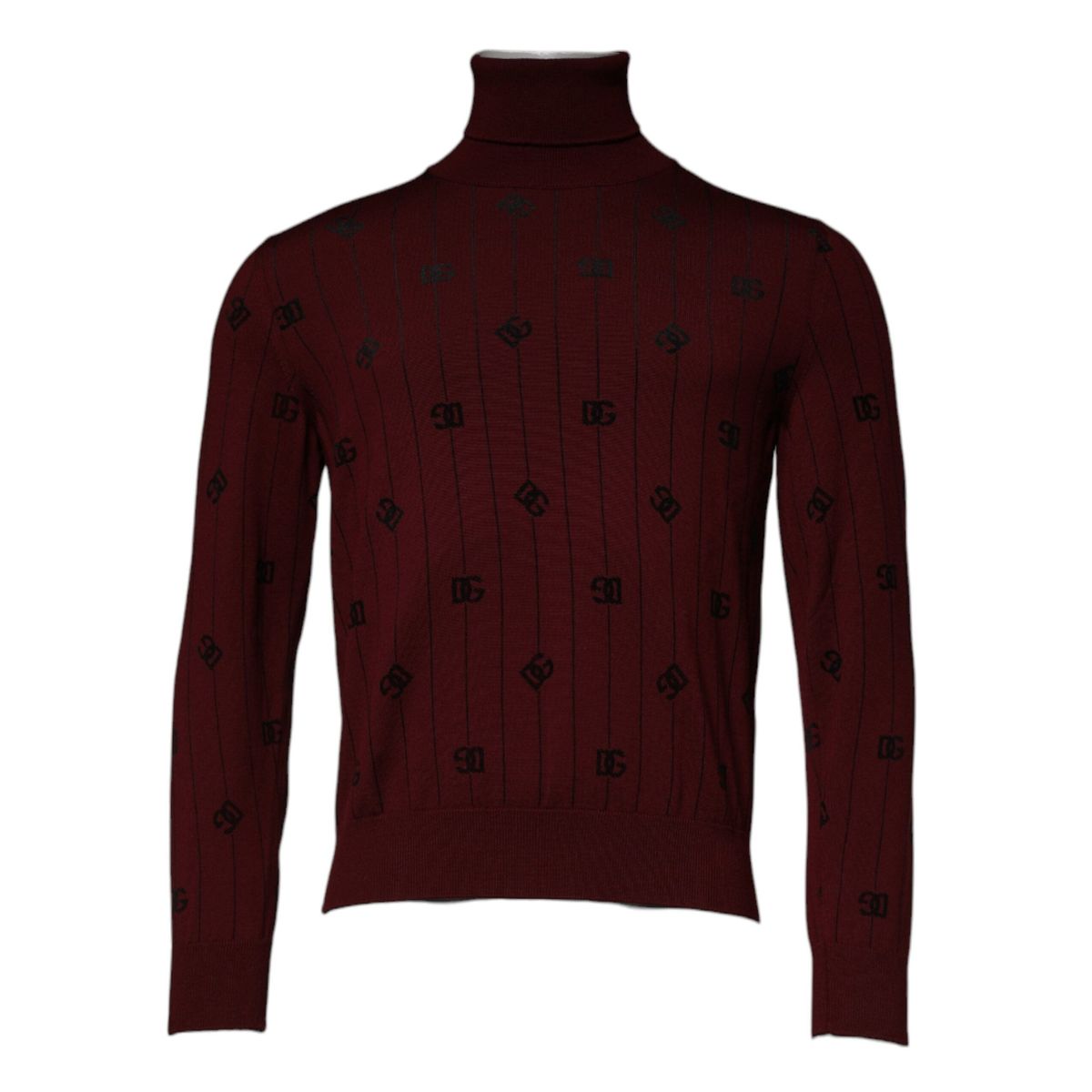 Dolce & Gabbana Maroon Monogram Turtleneck Pullover Sweater