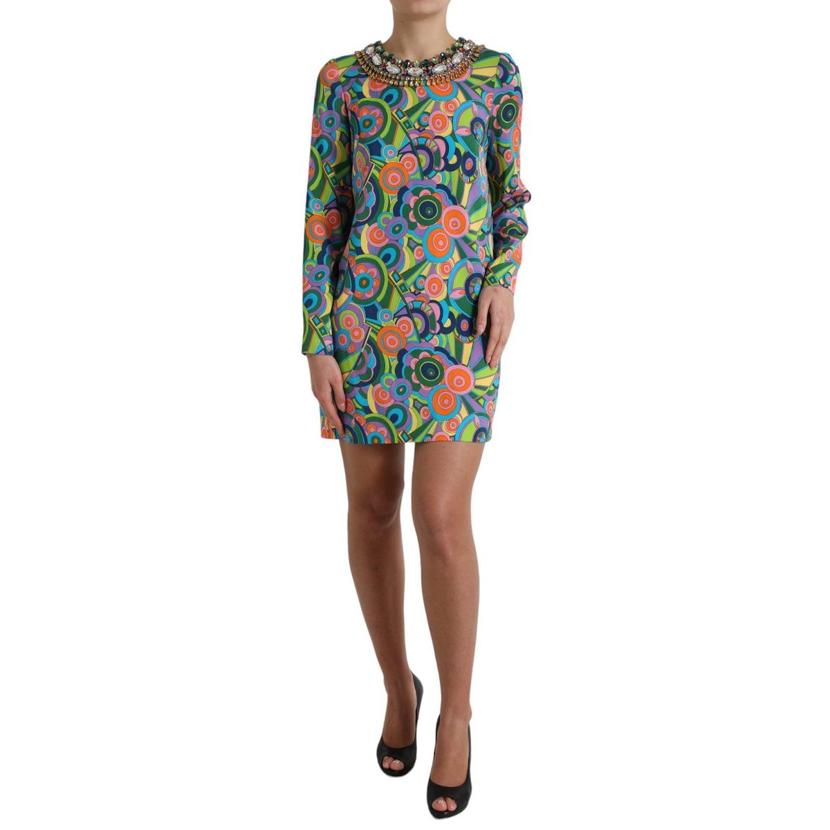 Dolce & Gabbana Multicolor Geometric Silk Mini Dress