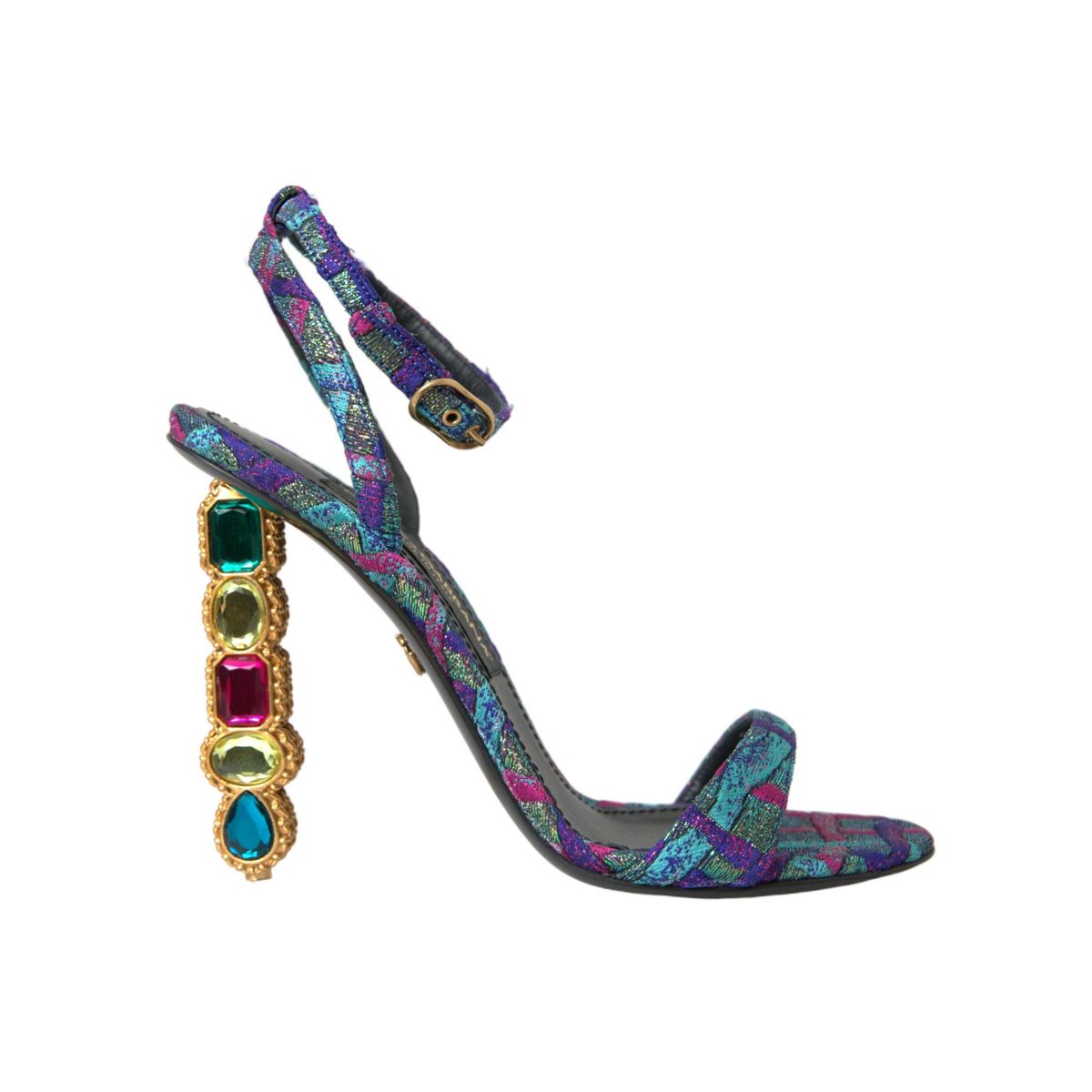 Dolce & Gabbana Multicolor Jacquard Crystals Sandals Shoes