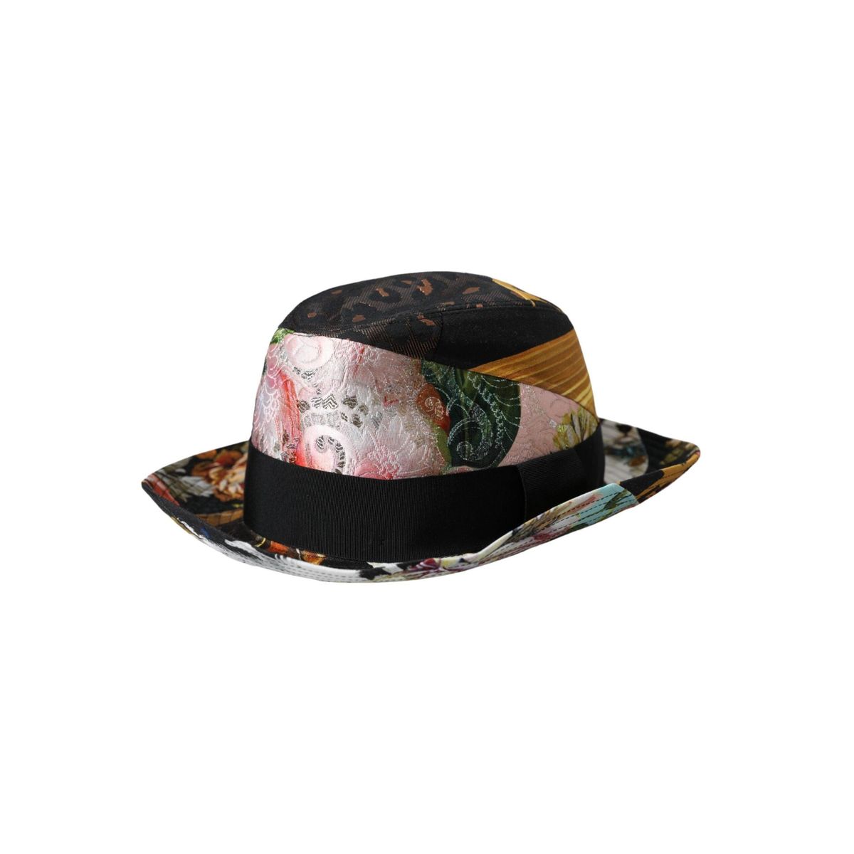 Dolce & Gabbana Multicolor Patchwork Dame Fedora Wide Brim Hat