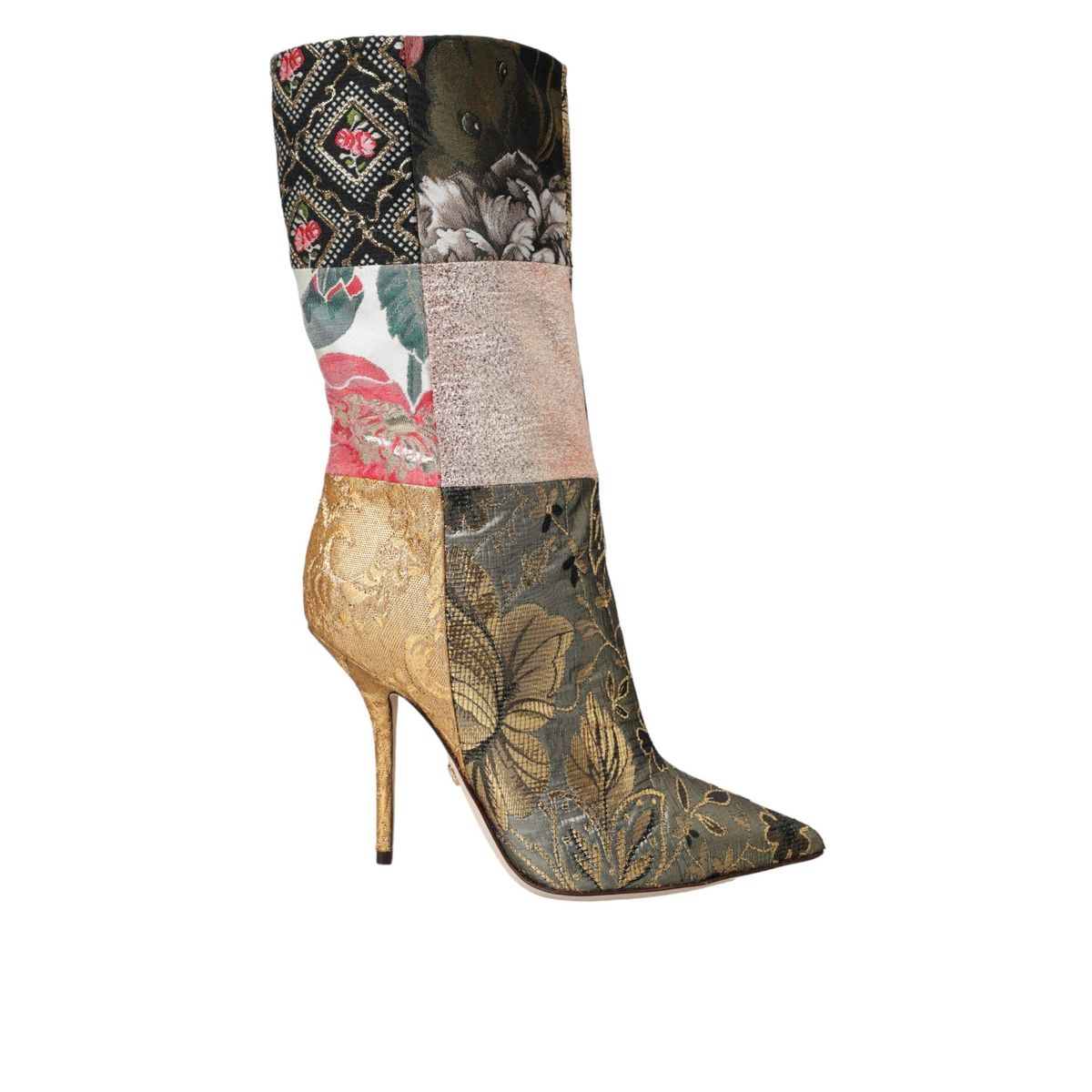 Dolce & Gabbana Multicolor Patchwork Print Heeled Boots Sko