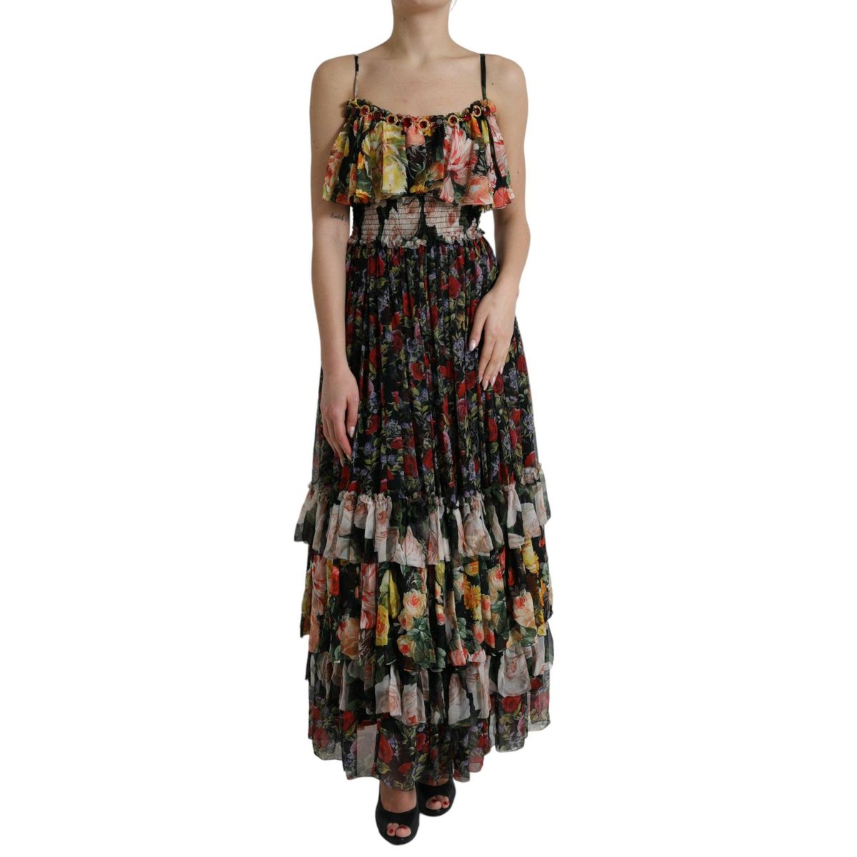 Dolce & Gabbana Vibrant Silk Floral Maxi Dress