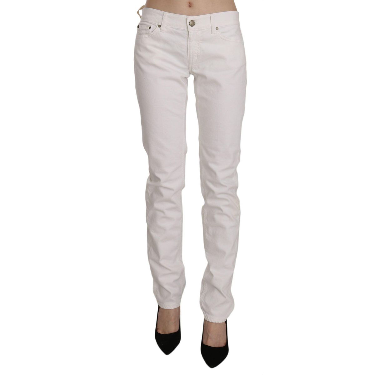 Dondup Chic White Skinny Cotton Blend Pants