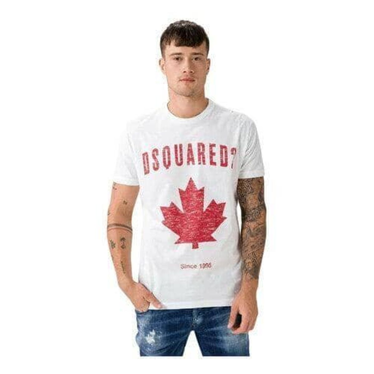 Dsquared2 Hvid Herre T-shirt (Lagersalg)