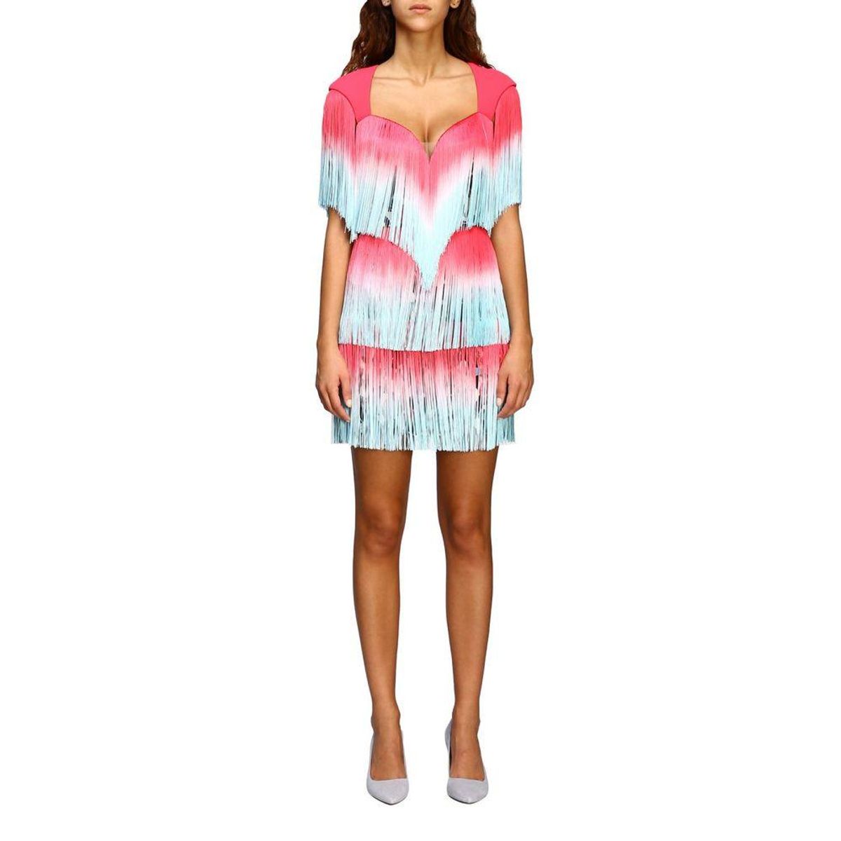 Elisabetta Franchi Elegant Pink Fringe Cocktail Dress