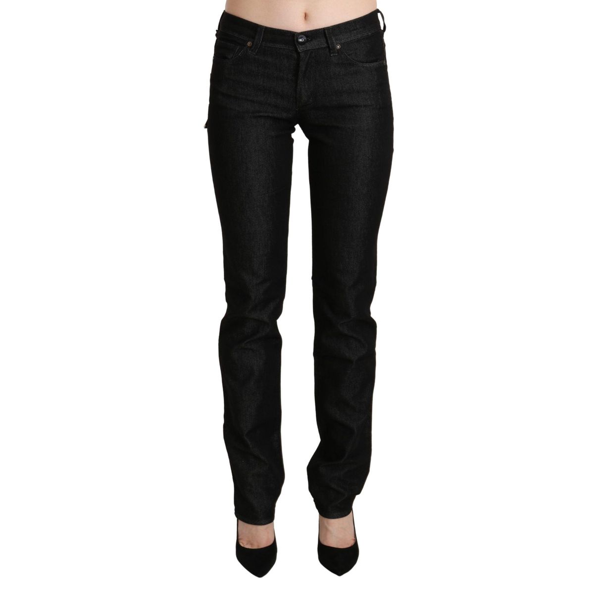 Ermanno Scervino Chic Black Mid Waist Skinny Jeans