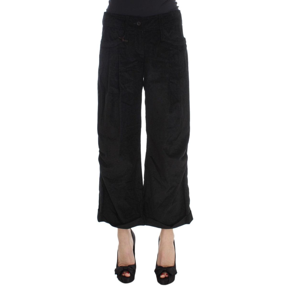 Ermanno Scervino Chic Black Wide Leg Cotton Jeans