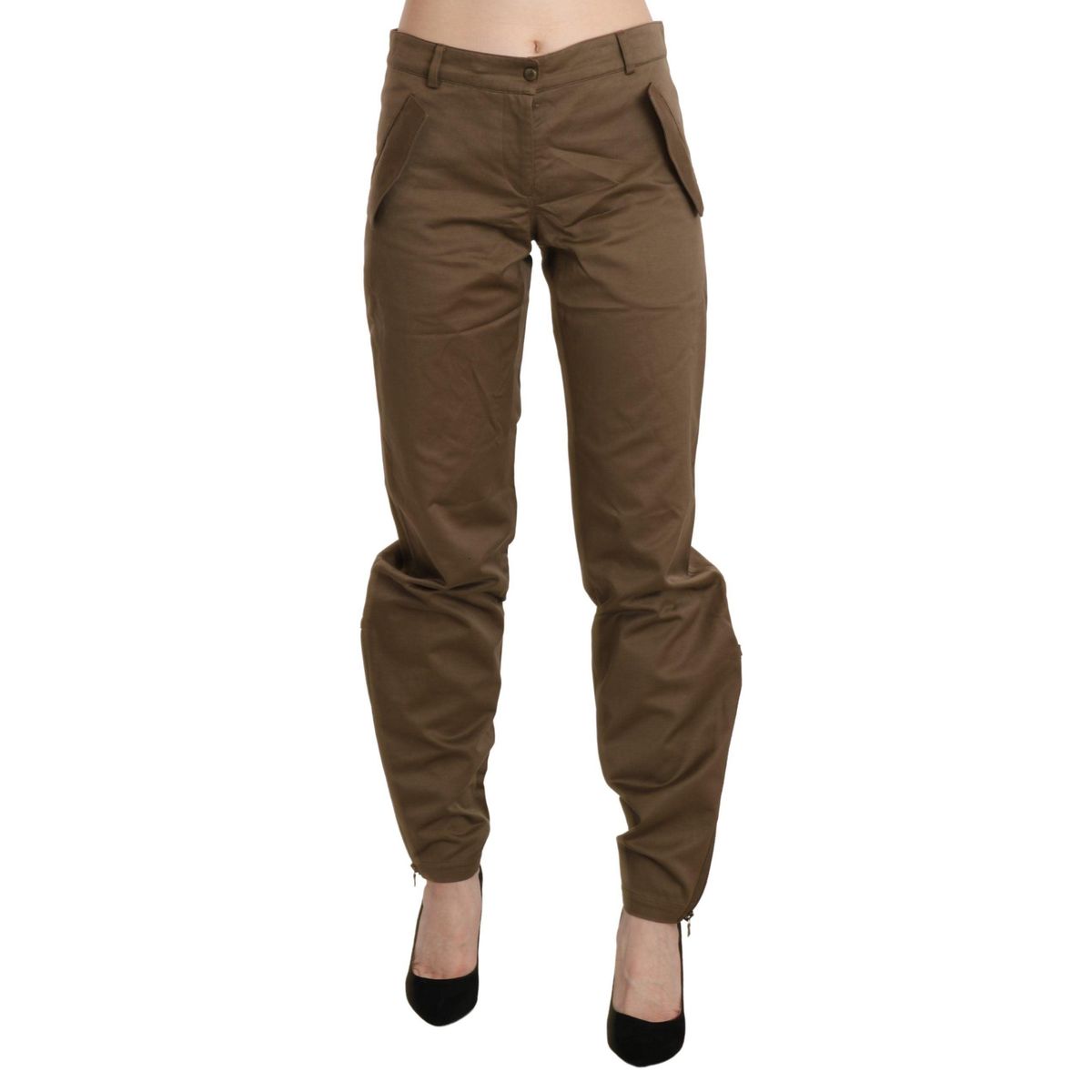 Ermanno Scervino Chic Brown Mid Waist Straight Trousers