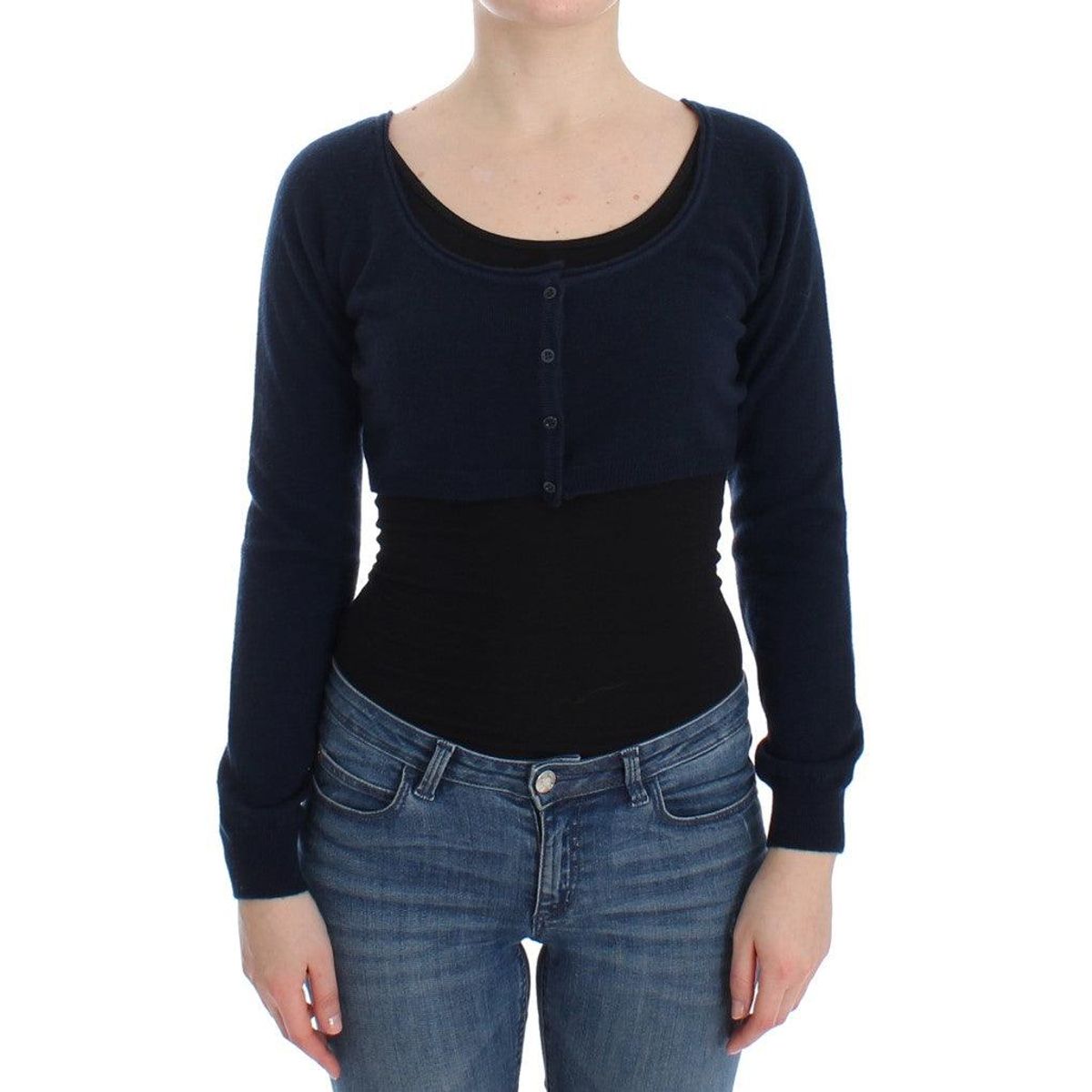 Ermanno Scervino Chic Cashmere-Blend Cropped Sweater in Blue