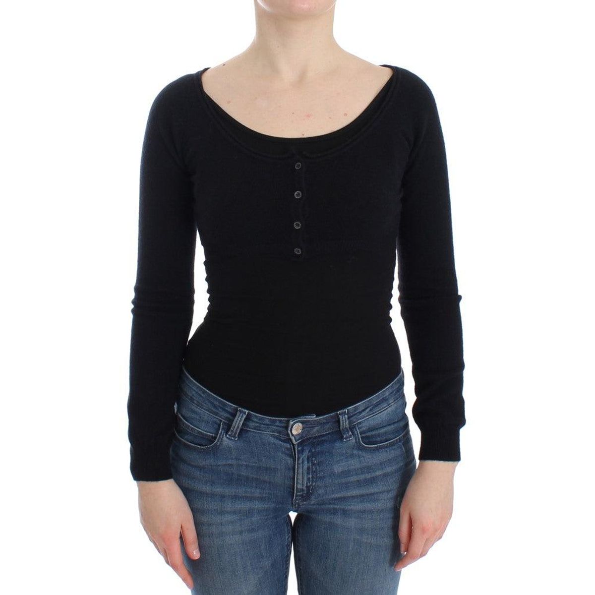 Ermanno Scervino Chic Cropped Black Wool-Cashmere Sweater