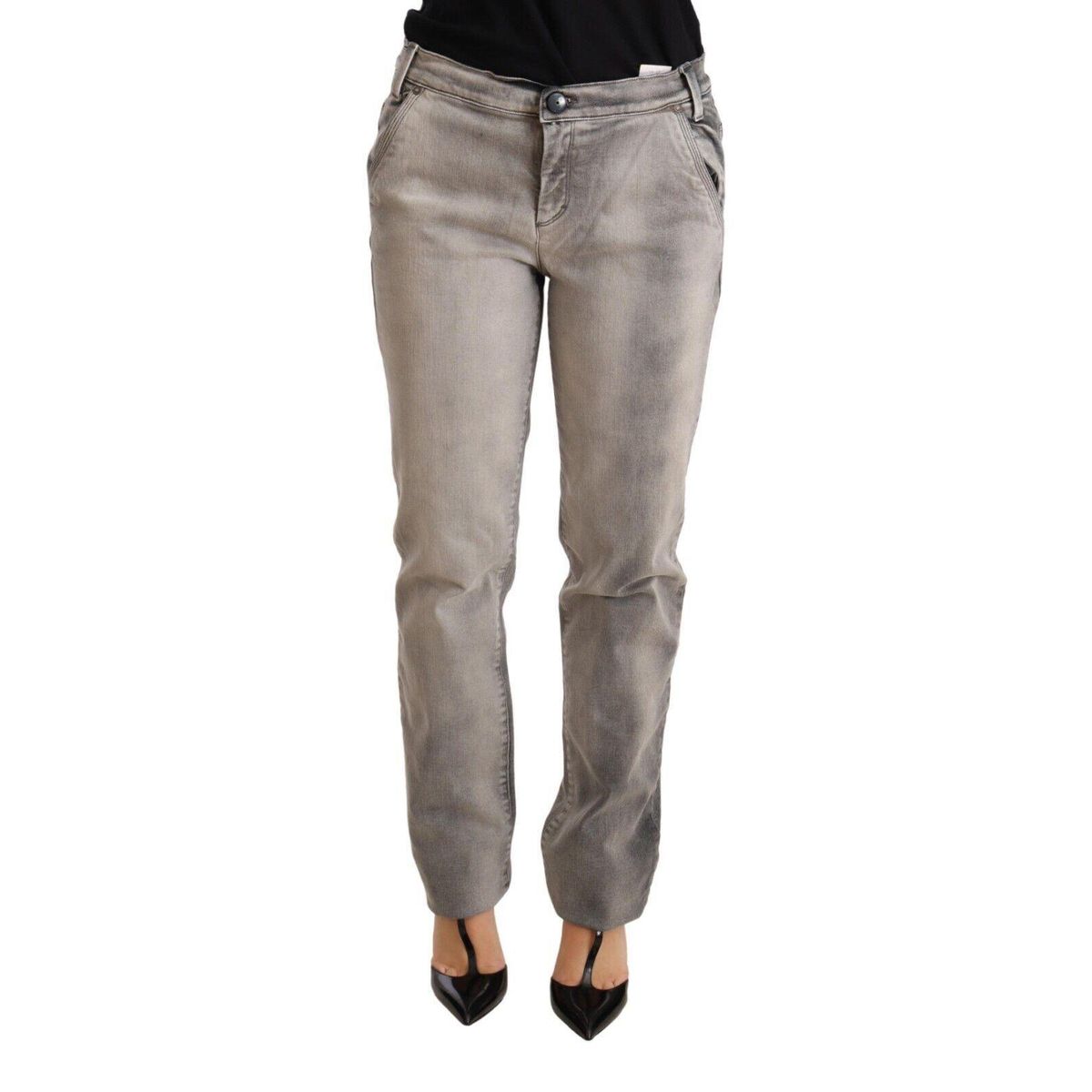 Ermanno Scervino Chic Gray Washed Low Waist Skinny Jeans