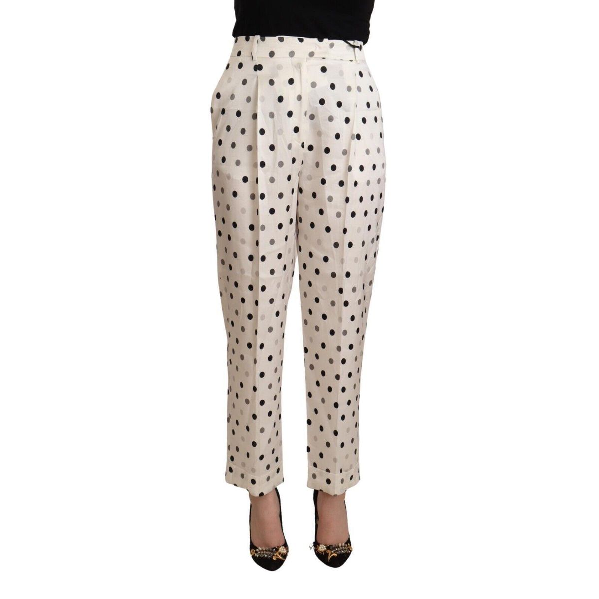 Ermanno Scervino Chic High Waist Polka Dotted Tapered Pants