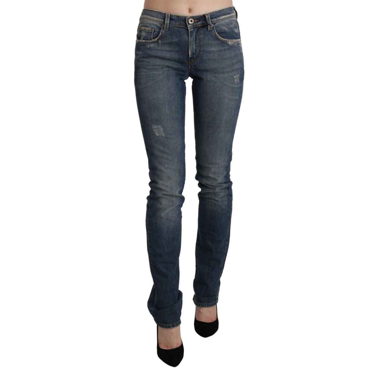 Ermanno Scervino Chic Mid Waist Skinny Denim in Blue Washed