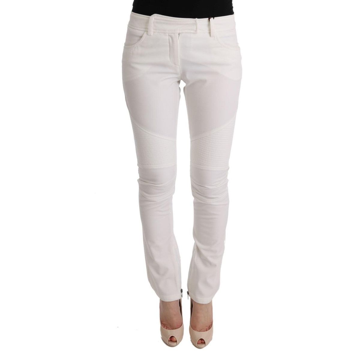 Ermanno Scervino Chic White Slim Fit Cotton Pants