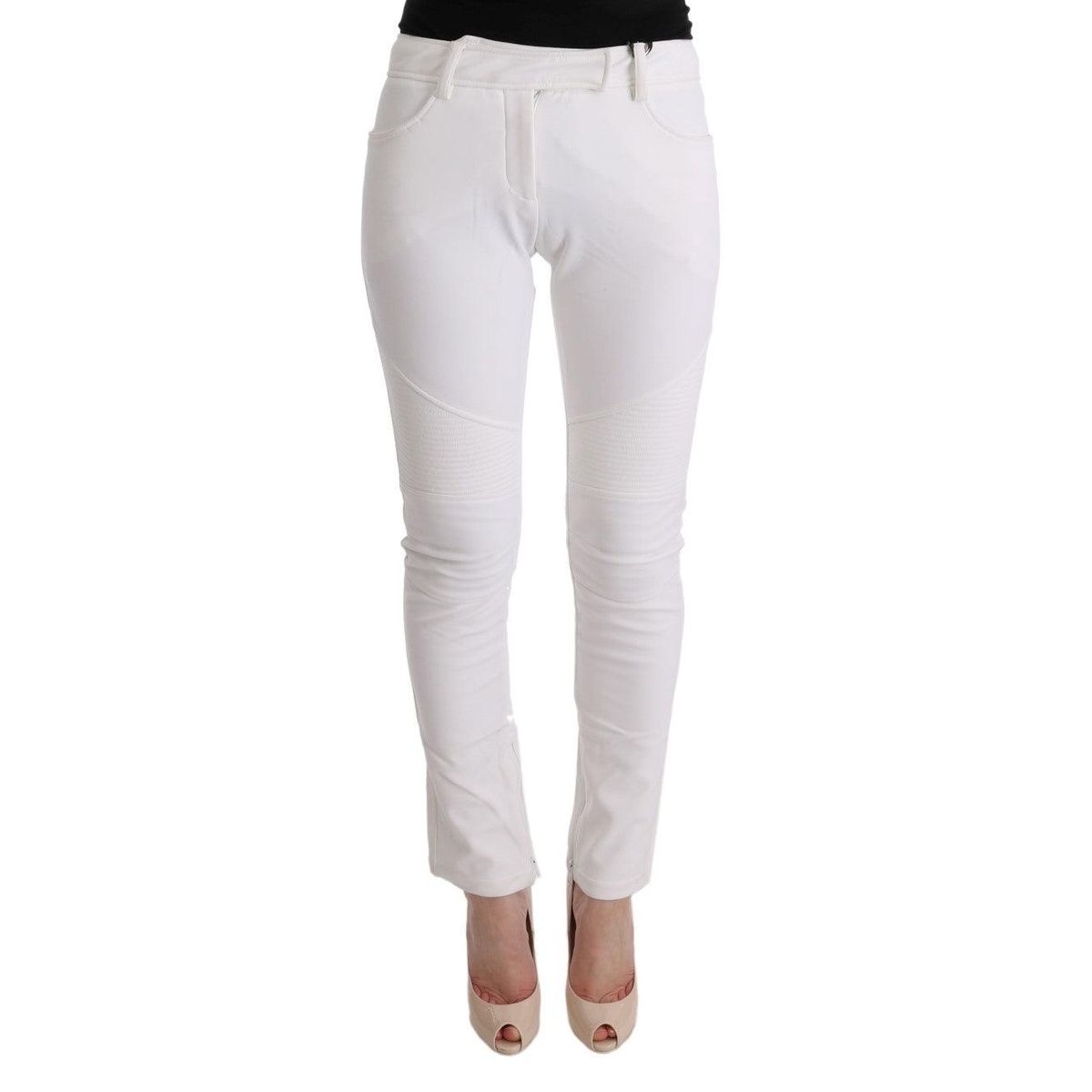 Ermanno Scervino Chic White Slim Fit Cotton Trousers