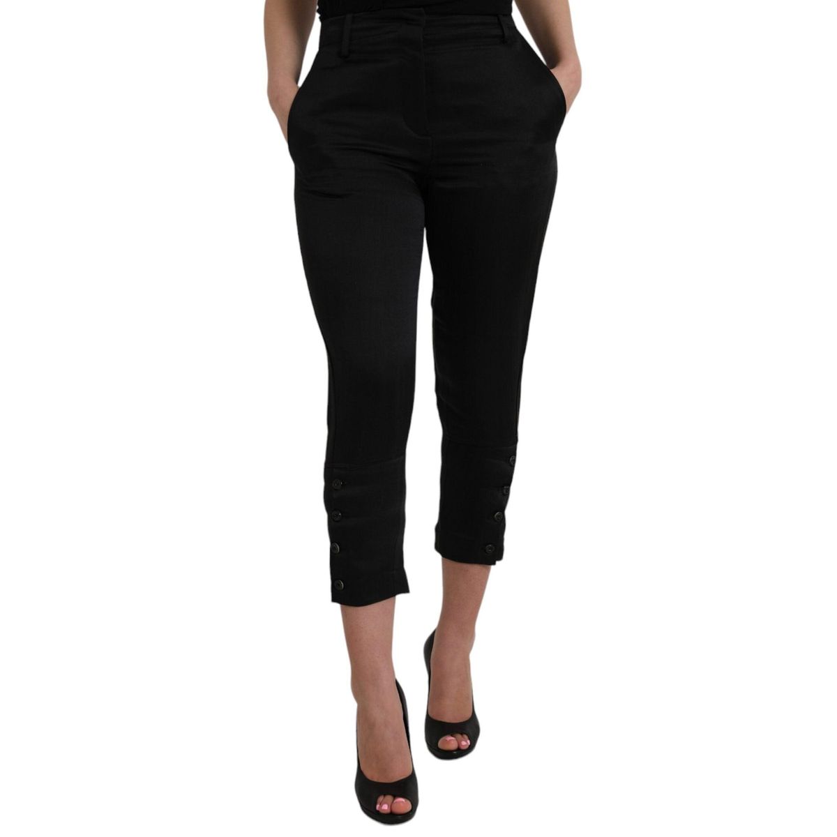 Ermanno Scervino Black High Waist Capri Cropped Pants