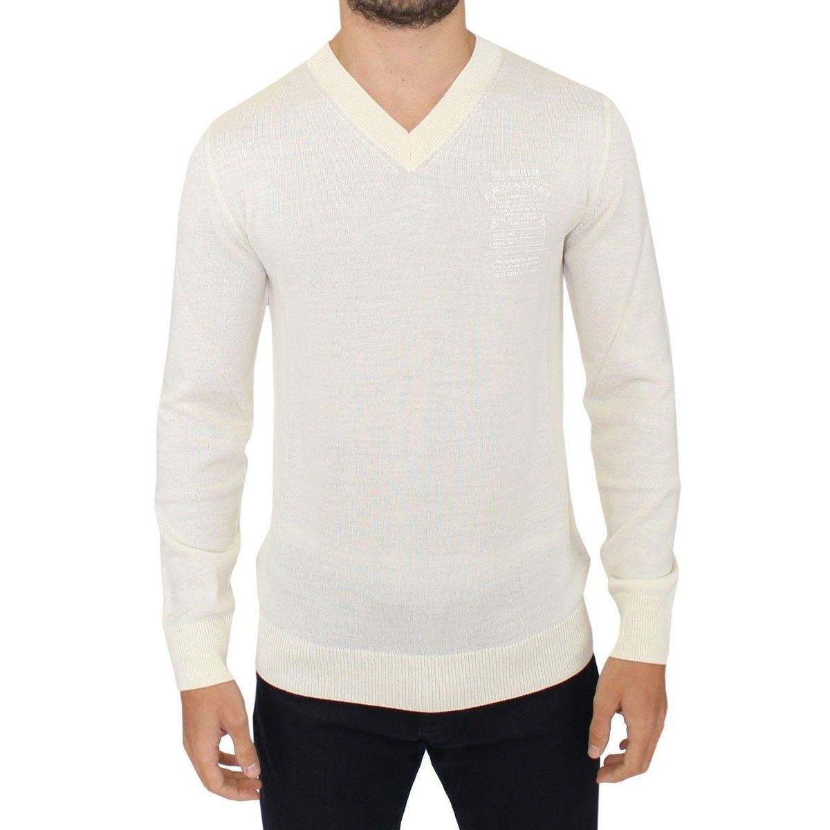 Ermanno Scervino Off-White V-Neck Wool Blend Pullover