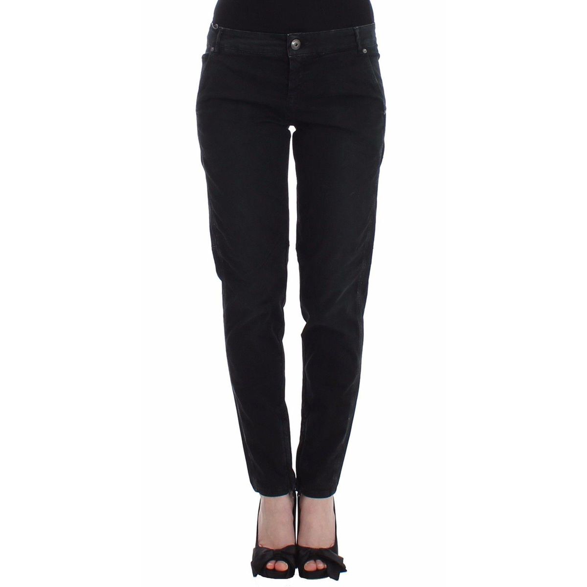 Ermanno Scervino Sleek Black Slim Leg Designer Jeans