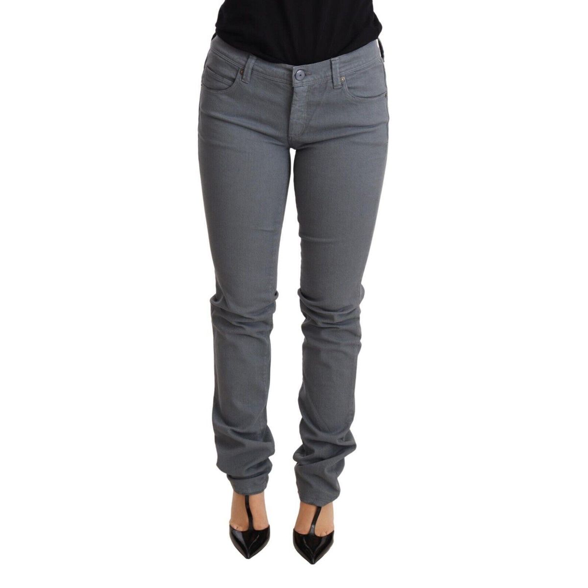 Ermanno Scervino Sleek Gray Low Waist Skinny Jeans