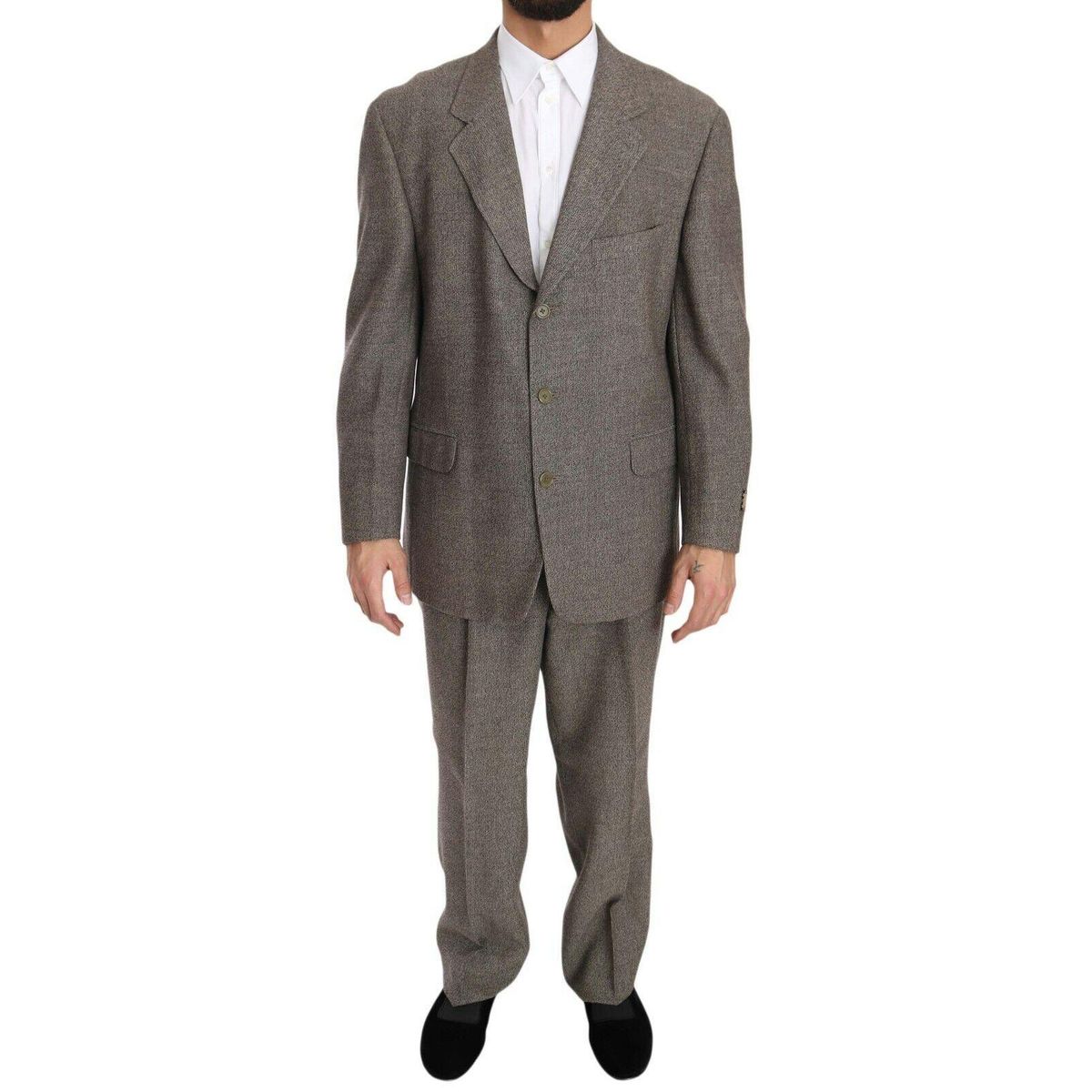 Fendi Elegant Light Brown Wool Herre Suit