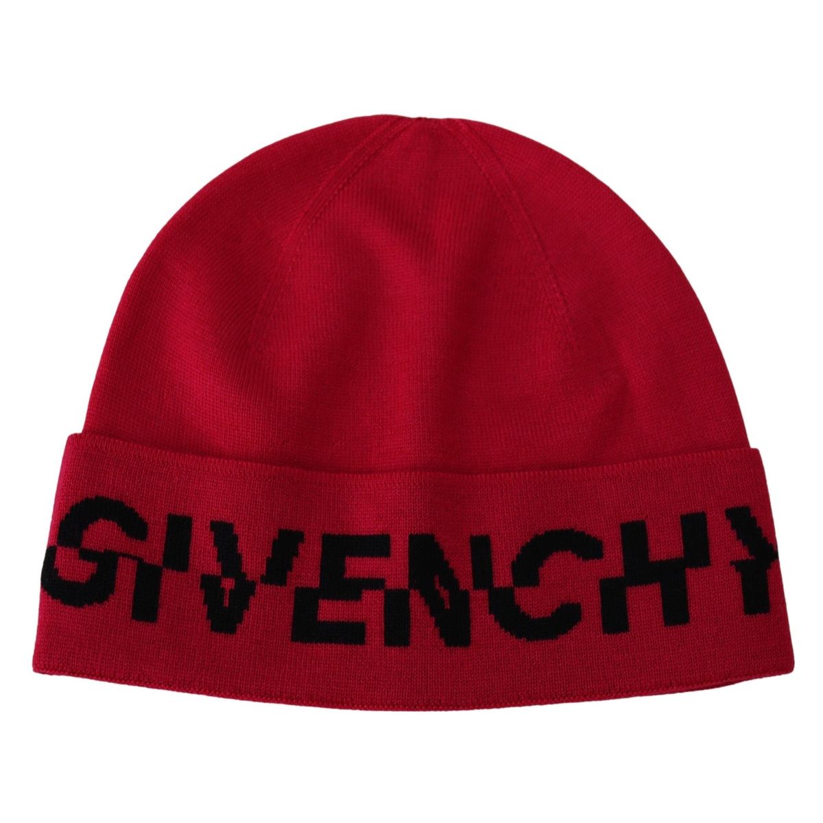 Givenchy Elegant Wool Beanie with Signature Contrast Logo