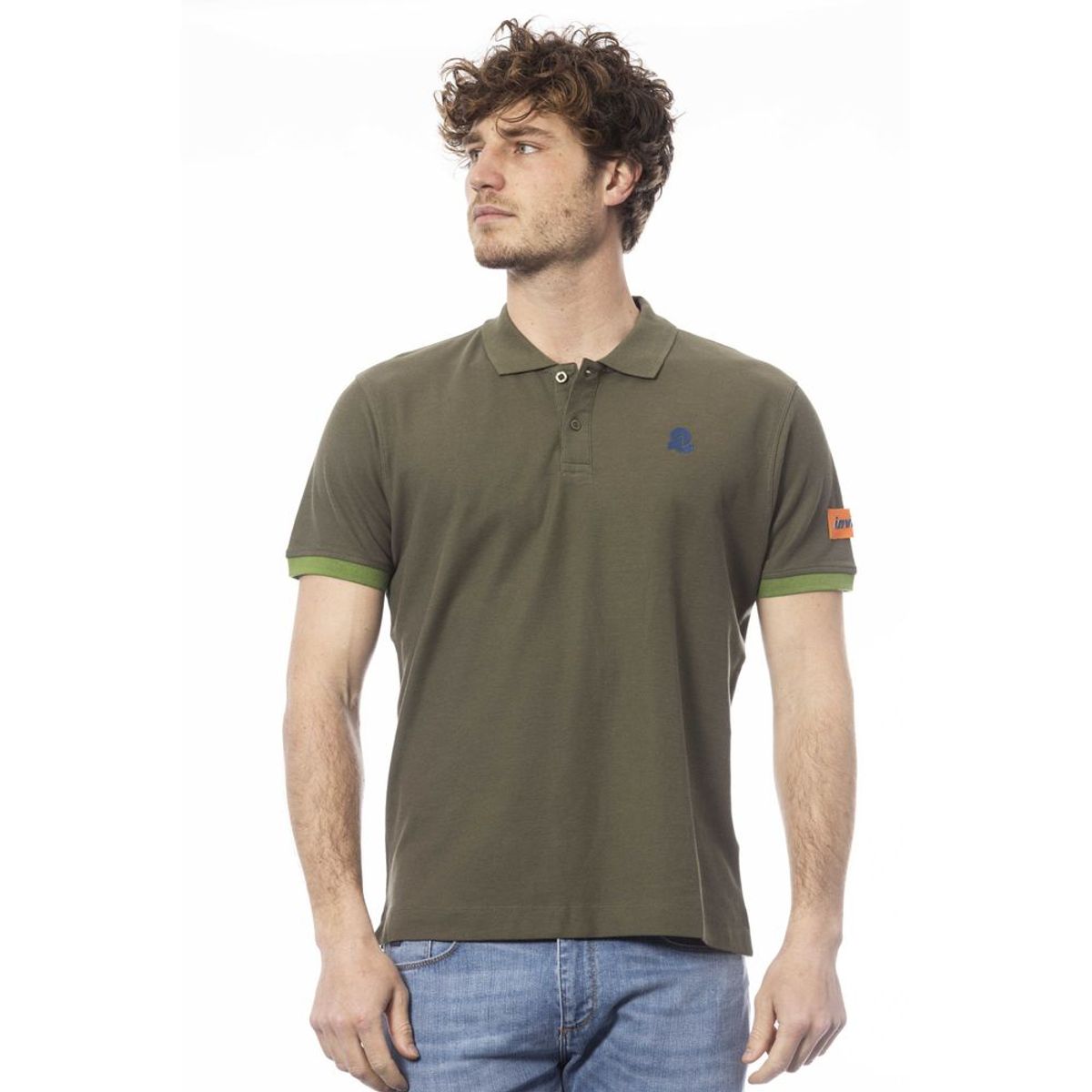 Invicta Elegant Green Cotton Polo with Emblem Detail