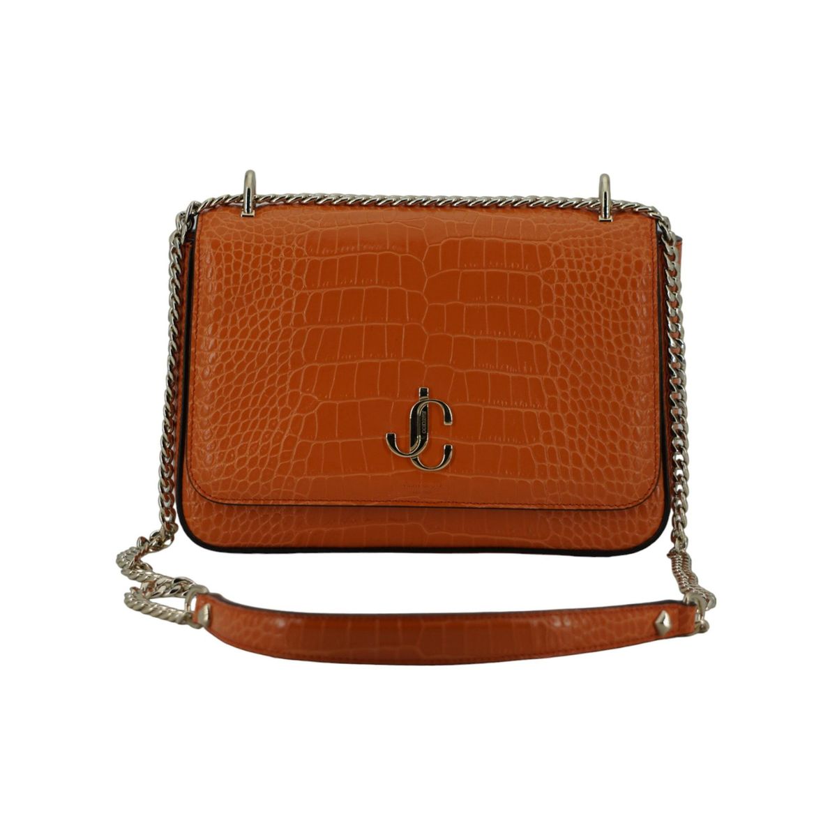 Jimmy Choo Amber Orange Leather Shoulder Bag