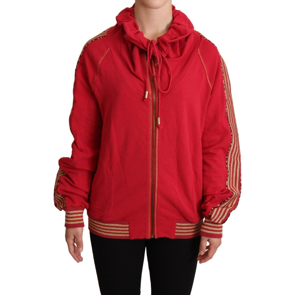 John Galliano Radiant Red Cotton Full Zip Hooded Jacket