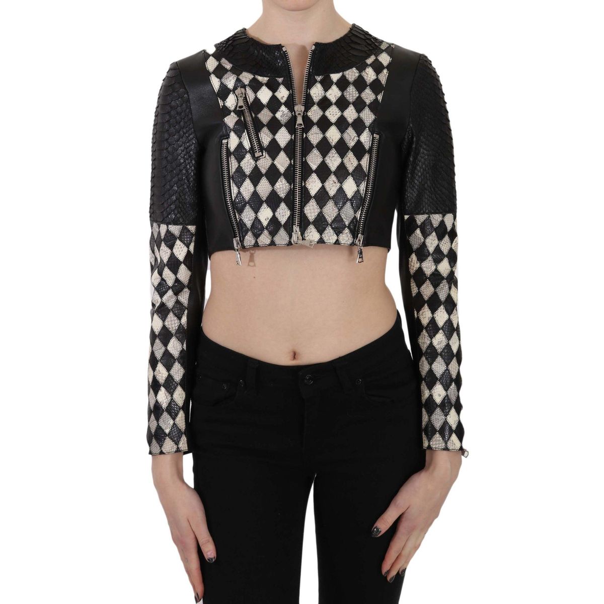 John Richmond Chic Biker-Inspired Cropped Leather Jacket