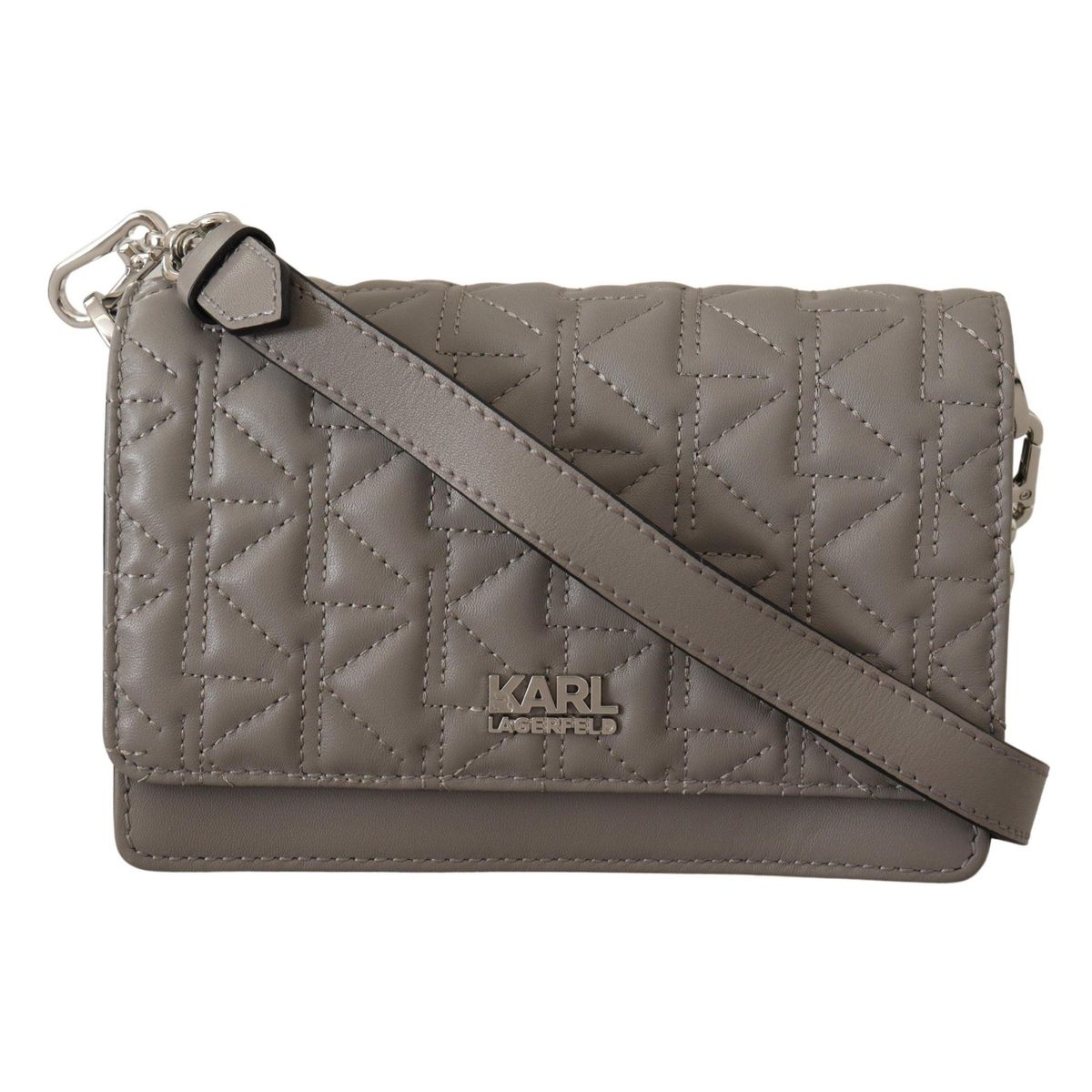 Karl Lagerfeld Elegant Grey Leather Crossbody Bag