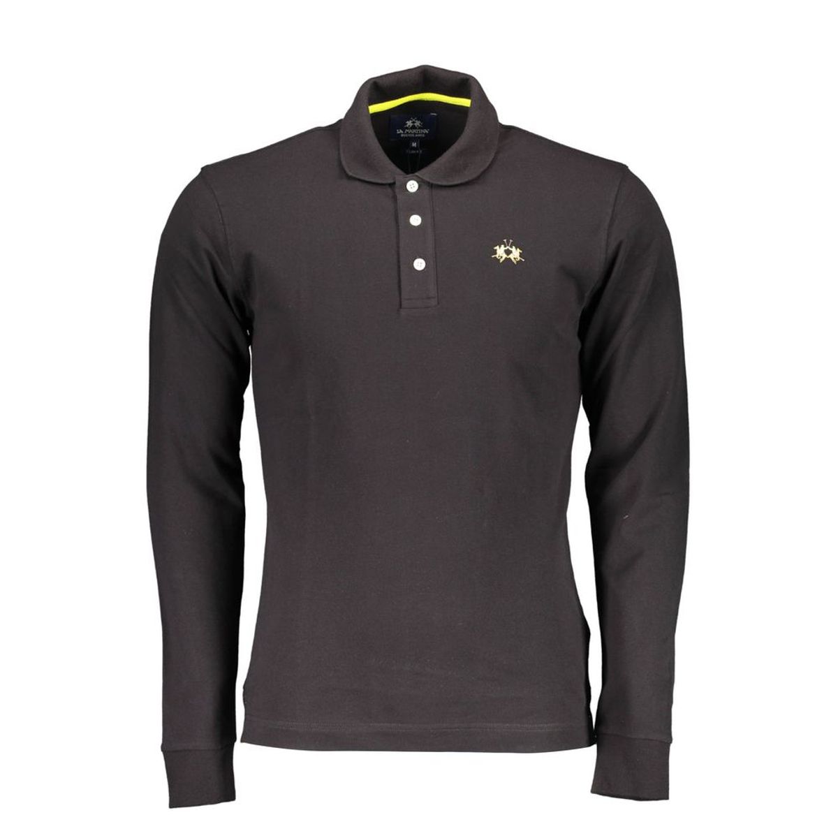 La Martina Black Cotton Men Polo Shirt