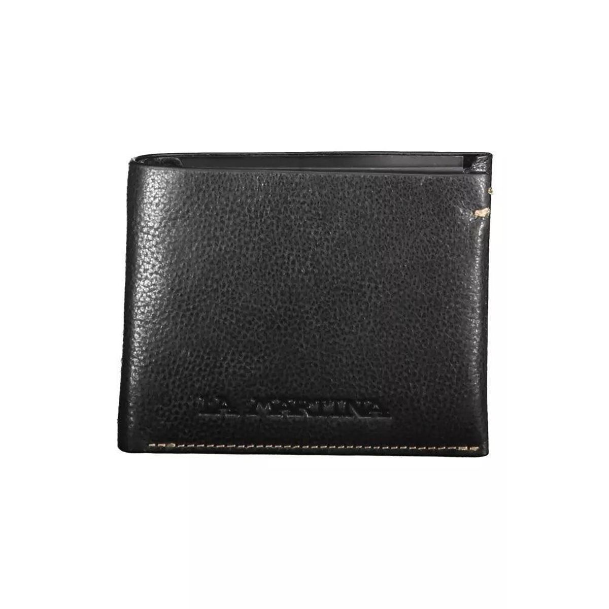 La Martina Black Leather Men Wallet