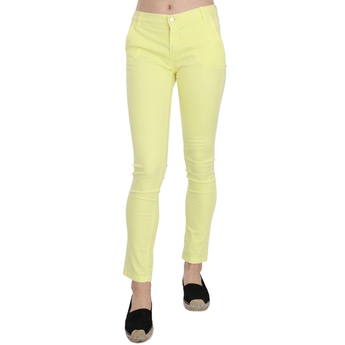 PINKO Chic Yellow Low Waist Skinny Casual Trousers